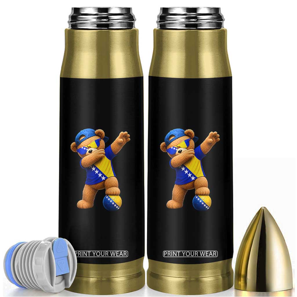 Funny Bosnia Teddy Bear Dabbing Fudbal Fan Gift Bullet Tumbler TS12 Black Print Your Wear