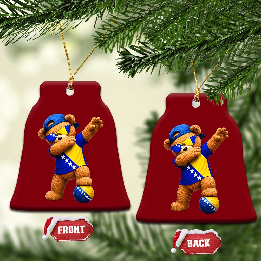 Funny Bosnia Teddy Bear Dabbing Fudbal Fan Gift Ceramic Ornament