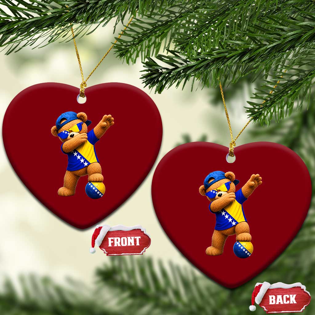 Funny Bosnia Teddy Bear Dabbing Fudbal Fan Gift Ceramic Ornament
