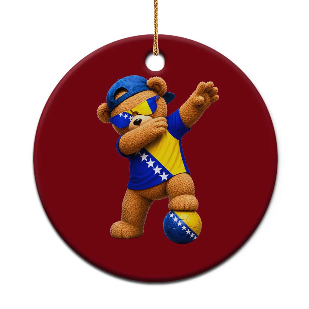 Funny Bosnia Teddy Bear Dabbing Fudbal Fan Gift Ceramic Ornament TS12 1pc Red Print Your Wear