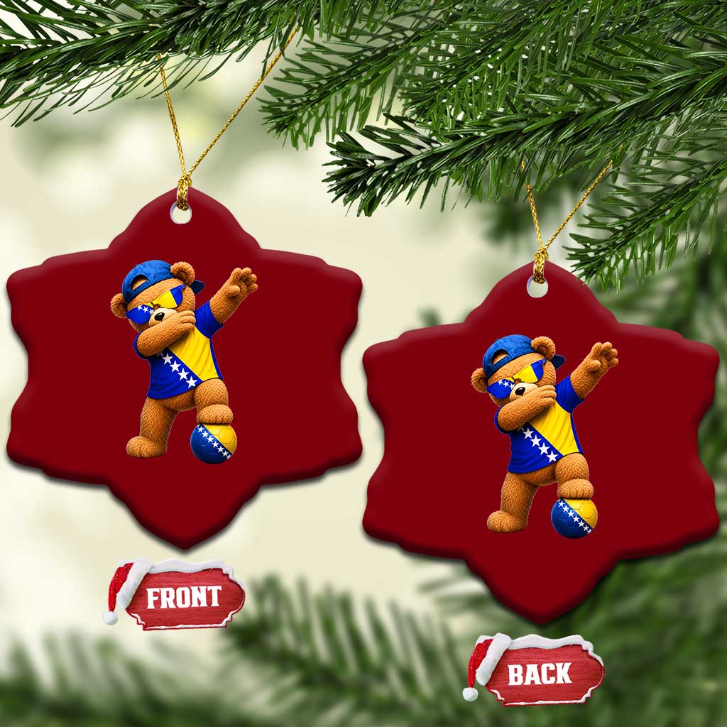 Funny Bosnia Teddy Bear Dabbing Fudbal Fan Gift Ceramic Ornament