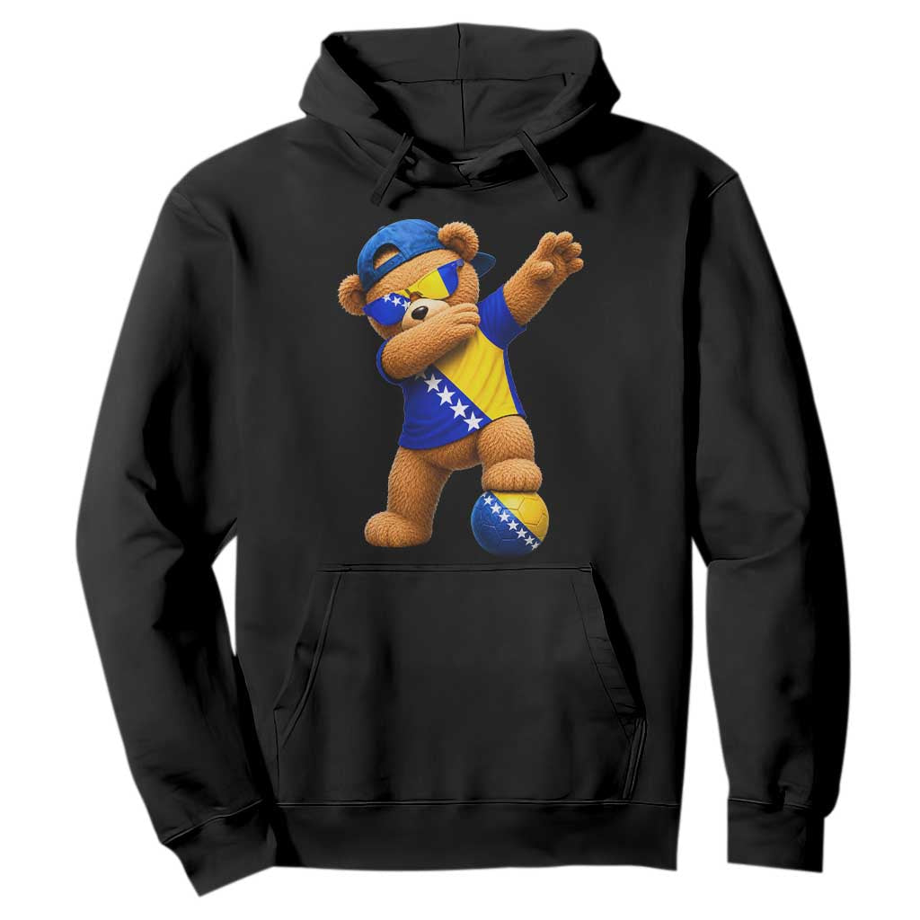 Funny Bosnia Teddy Bear Dabbing Fudbal Fan Gift Hoodie