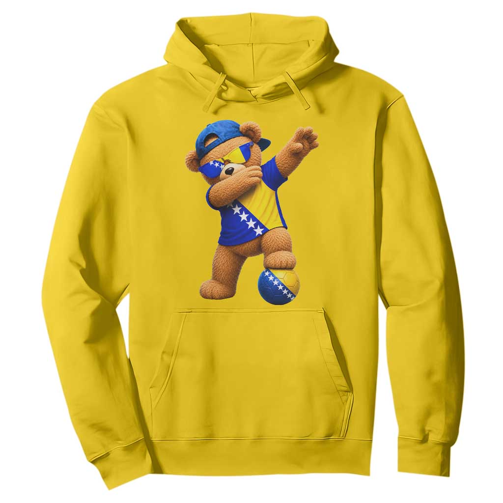 Funny Bosnia Teddy Bear Dabbing Fudbal Fan Gift Hoodie