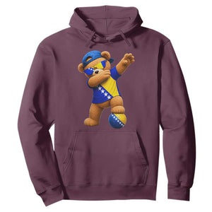 Funny Bosnia Teddy Bear Dabbing Fudbal Fan Gift Hoodie