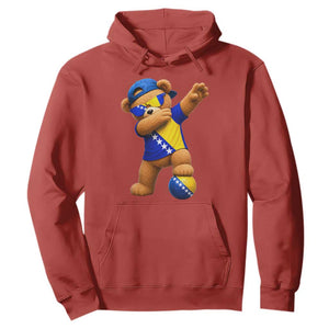 Funny Bosnia Teddy Bear Dabbing Fudbal Fan Gift Hoodie