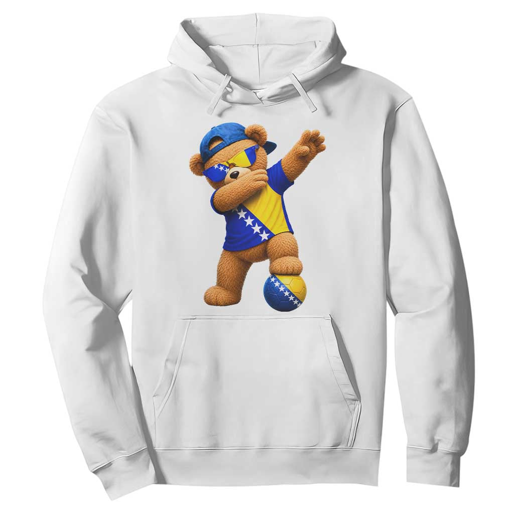 Funny Bosnia Teddy Bear Dabbing Fudbal Fan Gift Hoodie