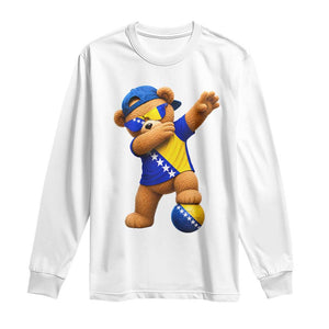 Funny Bosnia Teddy Bear Dabbing Fudbal Fan Gift Long Sleeve Shirt