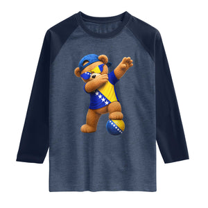 Funny Bosnia Teddy Bear Dabbing Fudbal Fan Gift Raglan Shirt