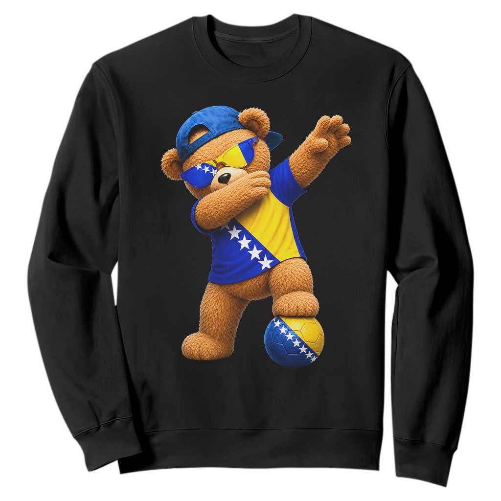 Funny Bosnia Teddy Bear Dabbing Fudbal Fan Gift Sweatshirt