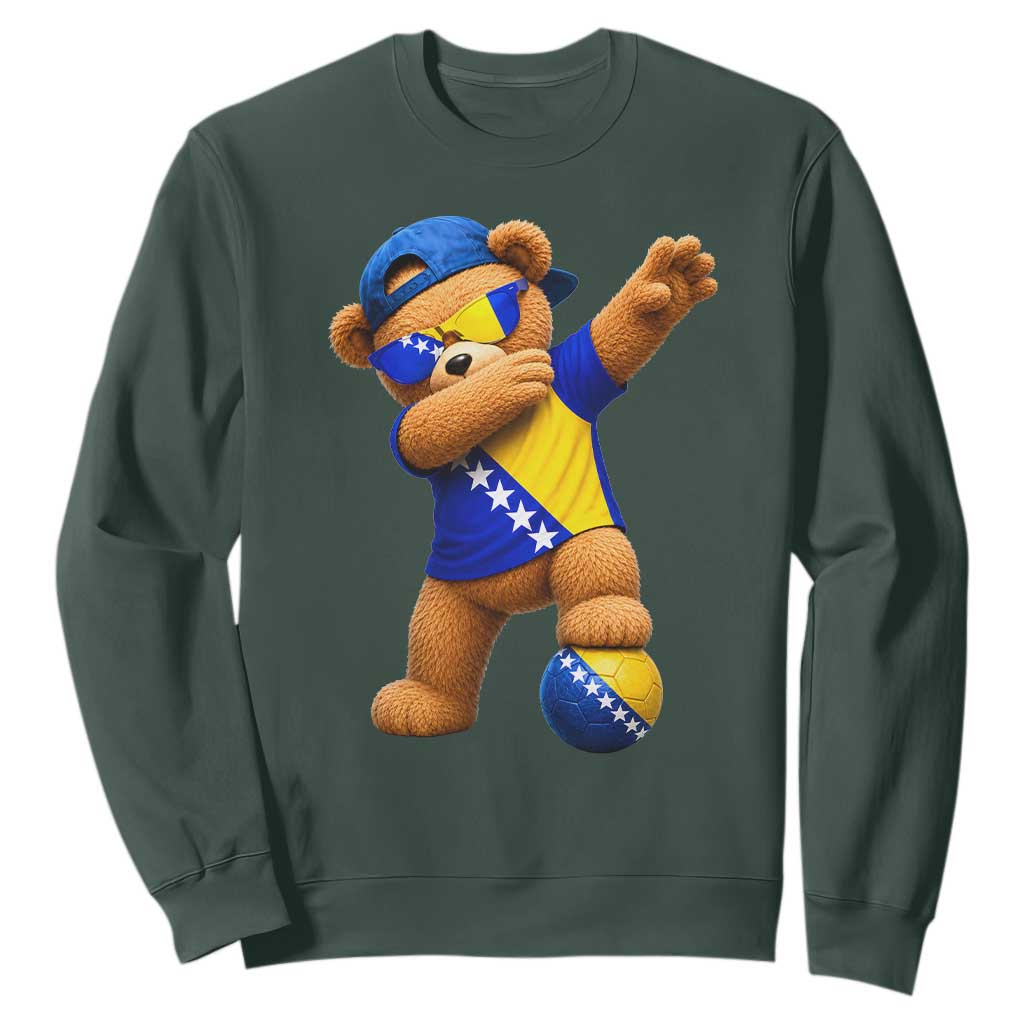 Funny Bosnia Teddy Bear Dabbing Fudbal Fan Gift Sweatshirt