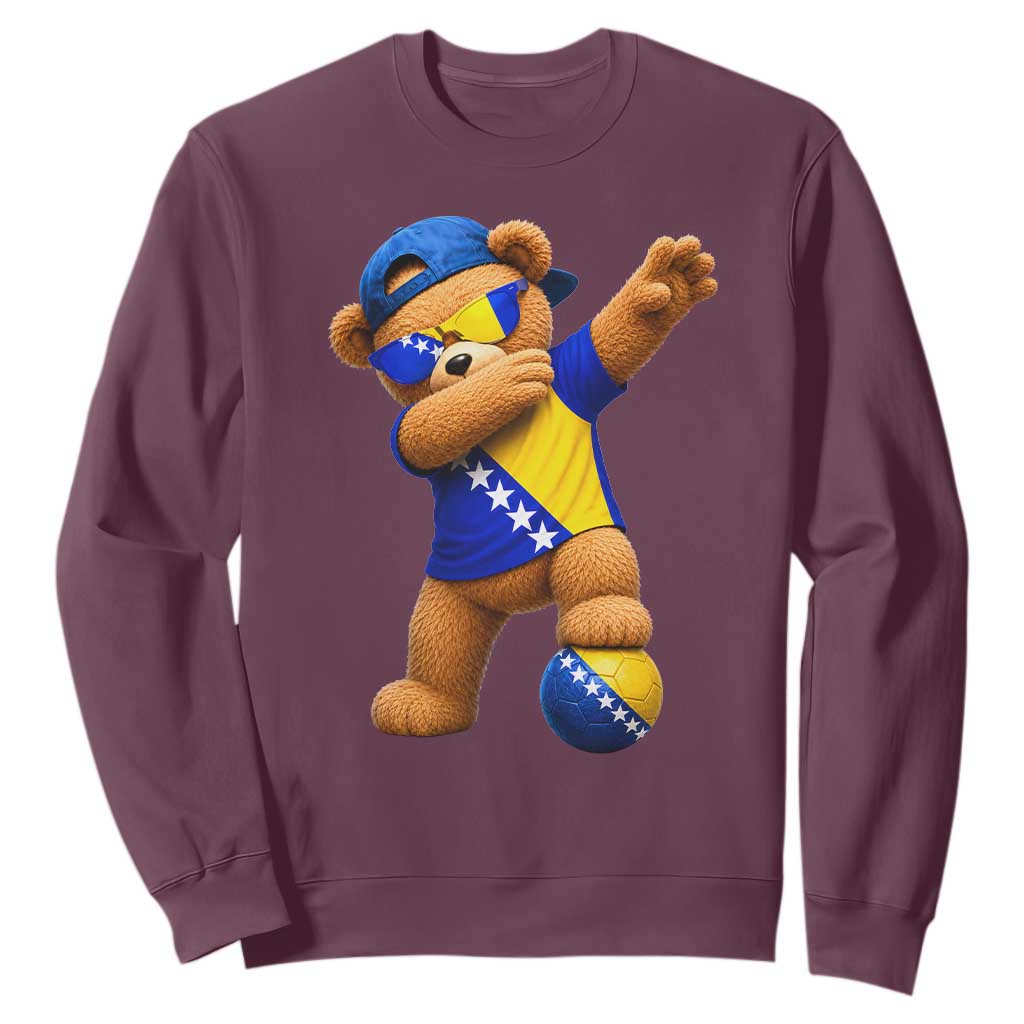 Funny Bosnia Teddy Bear Dabbing Fudbal Fan Gift Sweatshirt