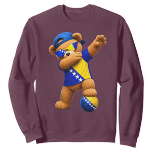 Funny Bosnia Teddy Bear Dabbing Fudbal Fan Gift Sweatshirt