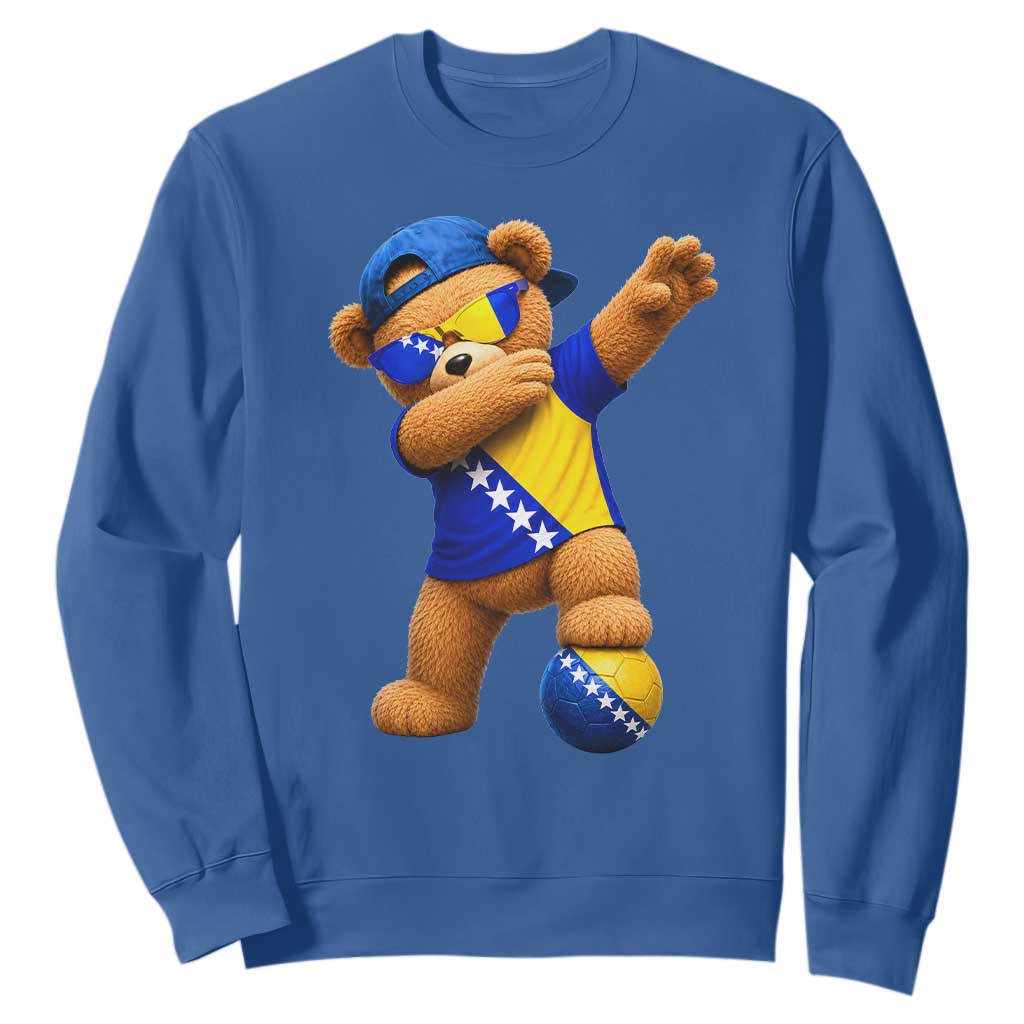 Funny Bosnia Teddy Bear Dabbing Fudbal Fan Gift Sweatshirt