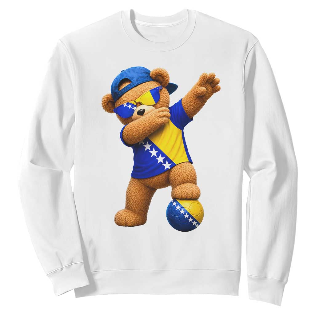 Funny Bosnia Teddy Bear Dabbing Fudbal Fan Gift Sweatshirt