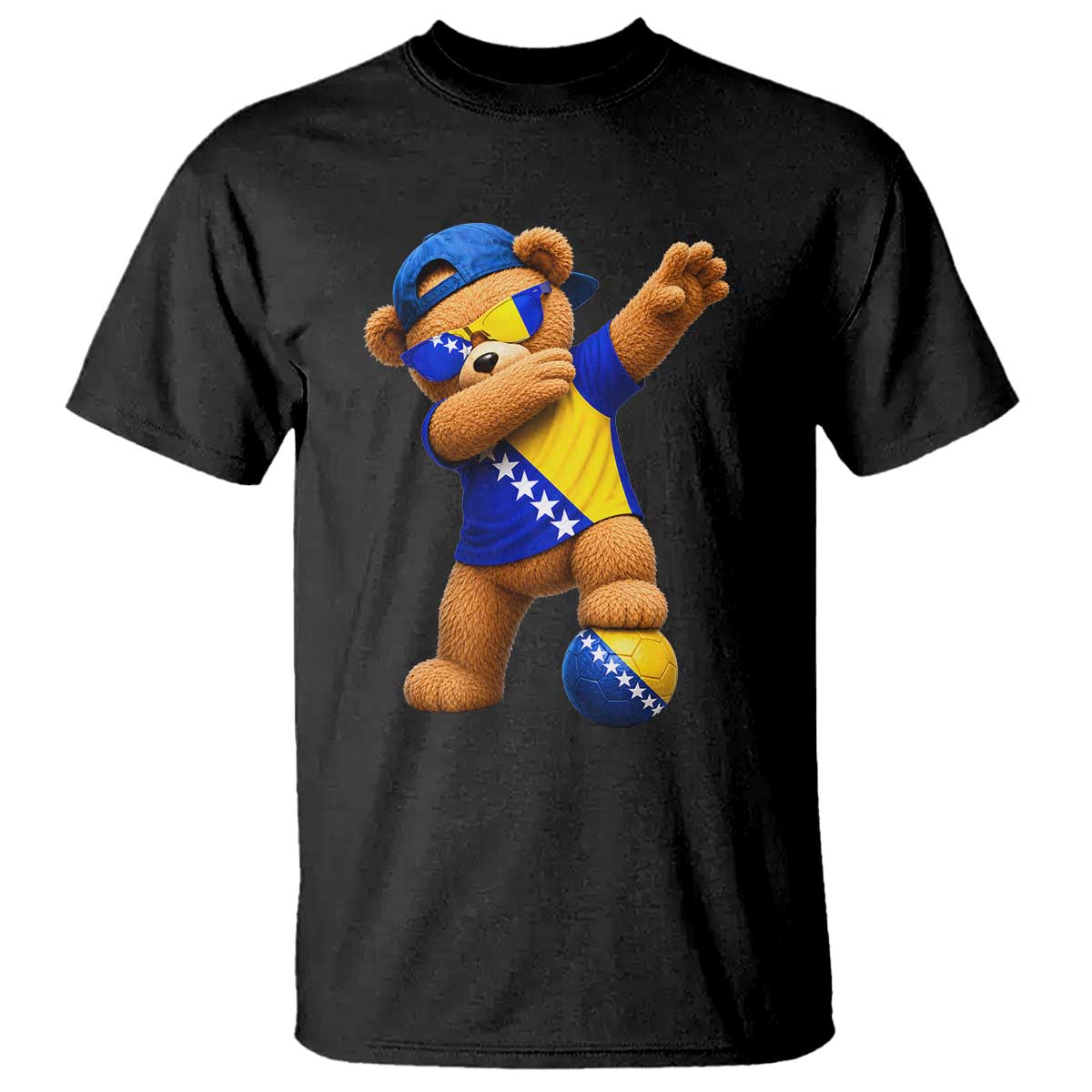 Funny Bosnia Teddy Bear Dabbing Fudbal Fan Gift T Shirt TS12 Black Print Your Wear