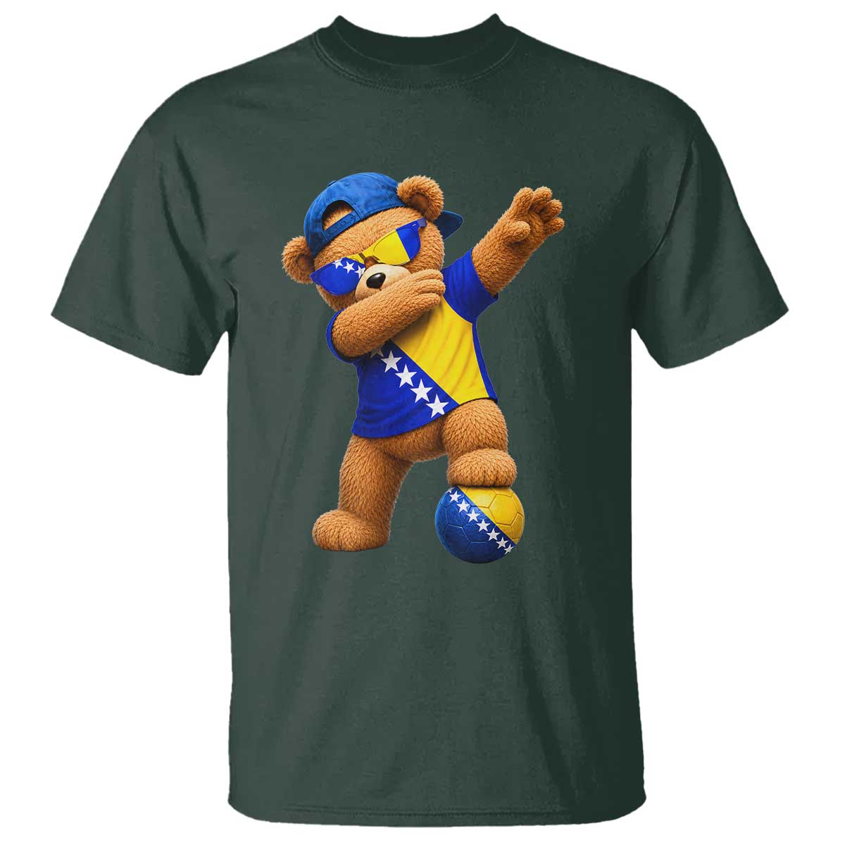 Funny Bosnia Teddy Bear Dabbing Fudbal Fan Gift T Shirt