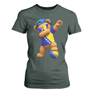Funny Bosnia Teddy Bear Dabbing Fudbal Fan Gift T Shirt For Women