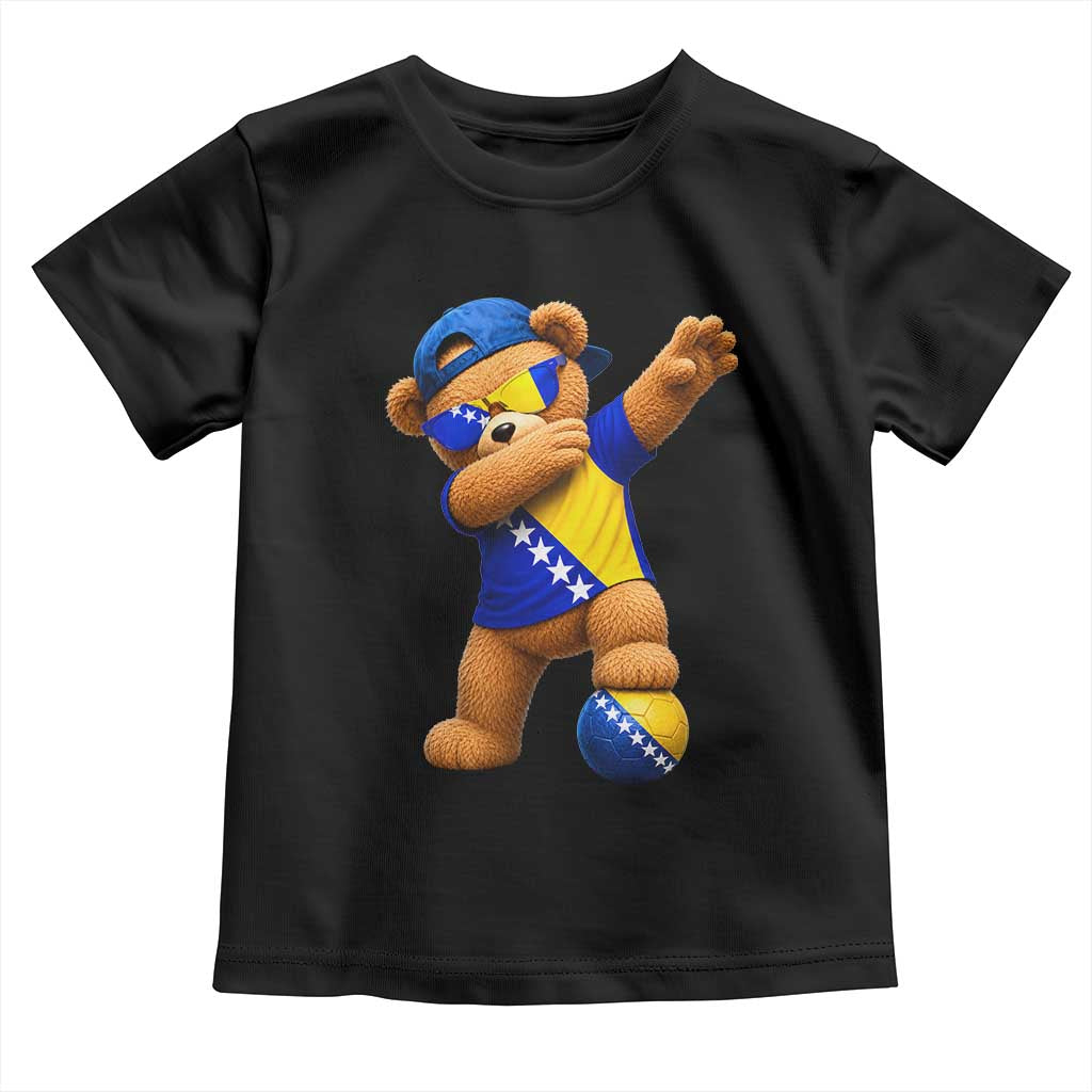 Funny Bosnia Teddy Bear Dabbing Fudbal Fan Gift Toddler T Shirt TS12 Black Print Your Wear