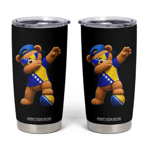 Funny Bosnia Teddy Bear Dabbing Fudbal Fan Gift Tumbler Cup