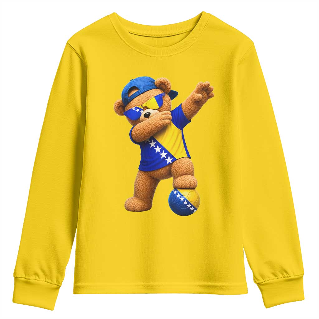 Funny Bosnia Teddy Bear Dabbing Fudbal Fan Gift Youth Sweatshirt