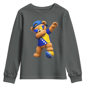 Funny Bosnia Teddy Bear Dabbing Fudbal Fan Gift Youth Sweatshirt