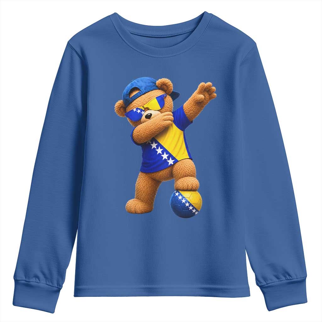 Funny Bosnia Teddy Bear Dabbing Fudbal Fan Gift Youth Sweatshirt