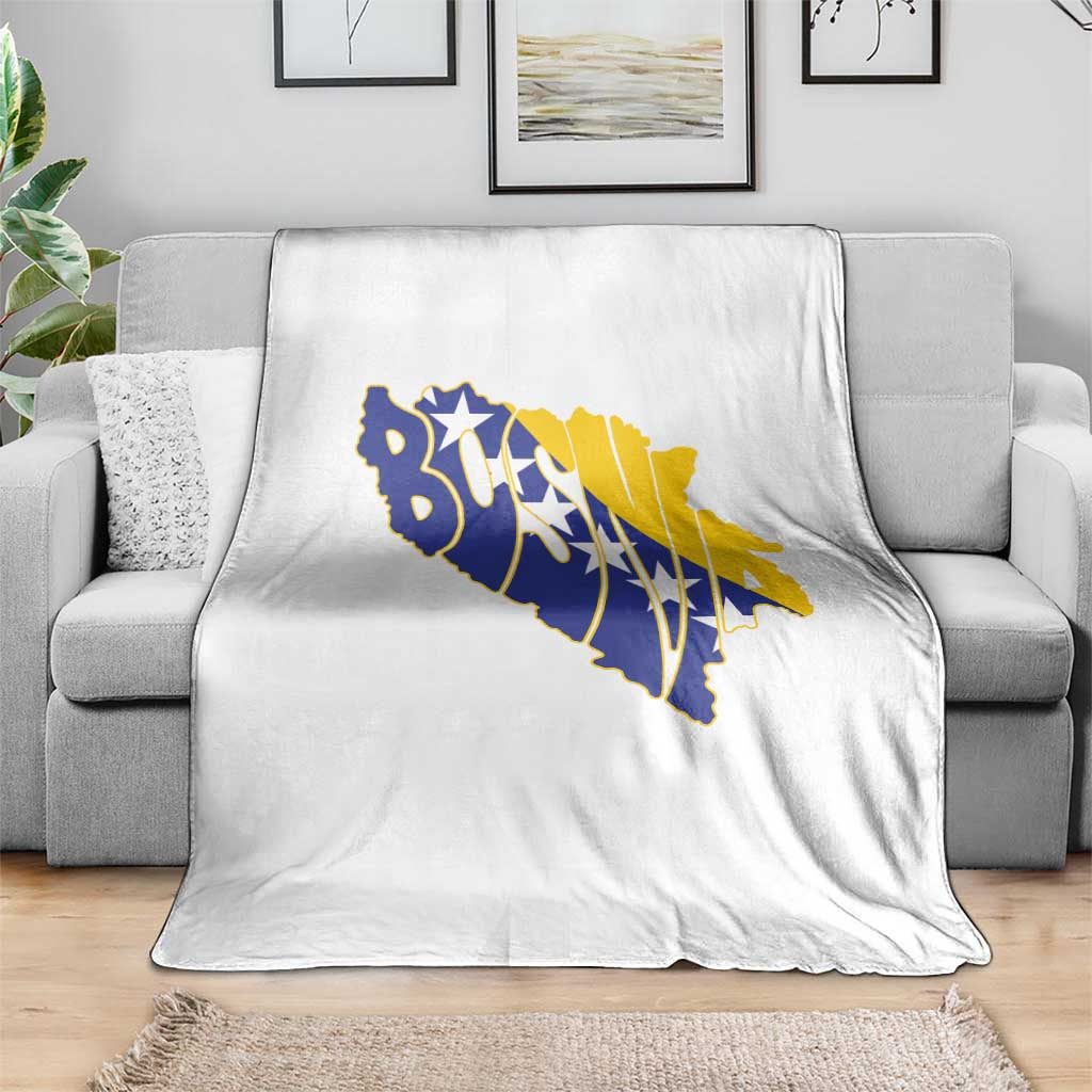 Bosnia And Herzegovina Word Art Map Throw Blanket Bosnian Pride Gift