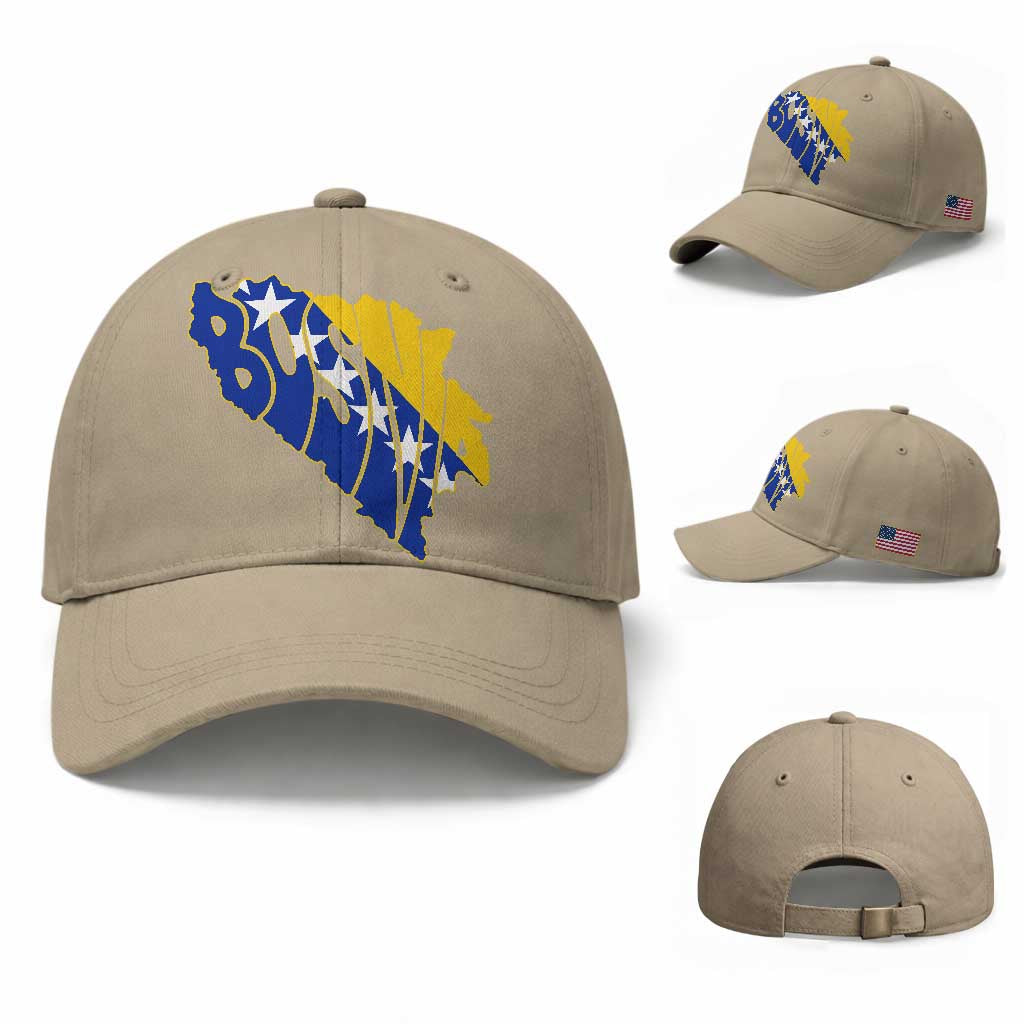 Bosnia And Herzegovina Word Art Map Baseball Cap Bosnian Pride Gift