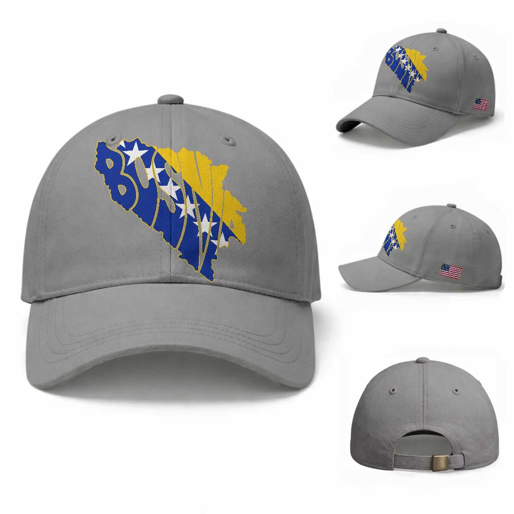 Bosnia And Herzegovina Word Art Map Baseball Cap Bosnian Pride Gift