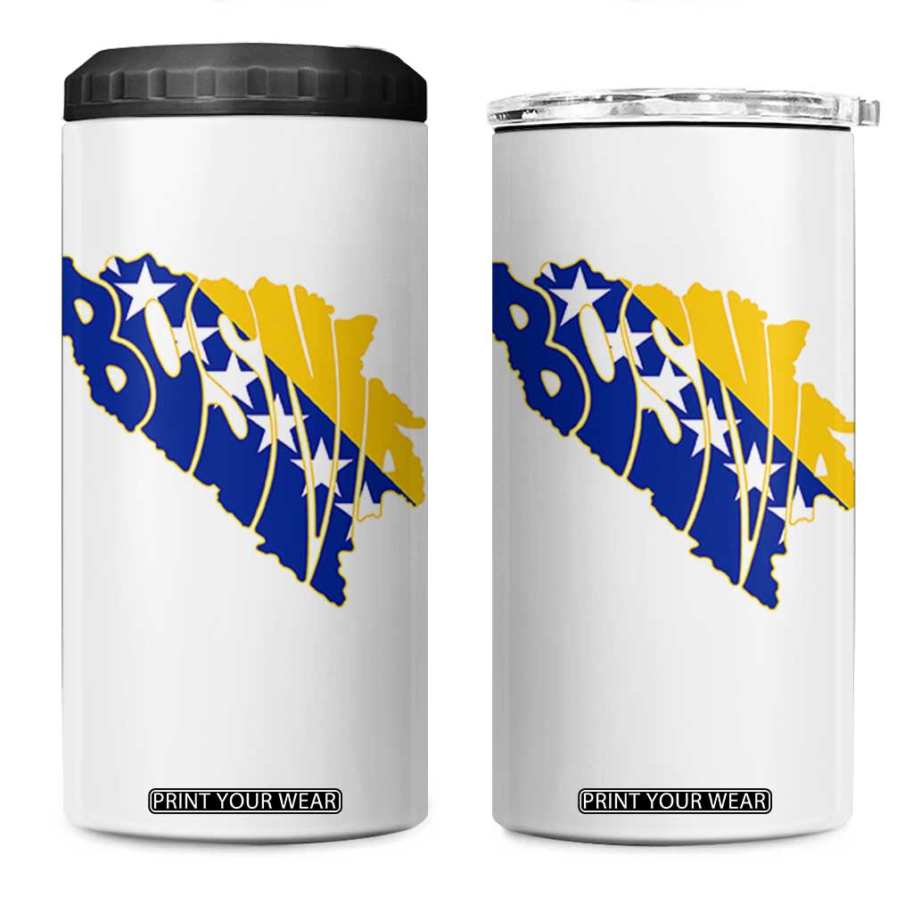Bosnia And Herzegovina Word Art Map 4 in 1 Can Cooler Tumbler Bosnian Pride Gift