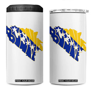 Bosnia And Herzegovina Word Art Map 4 in 1 Can Cooler Tumbler Bosnian Pride Gift