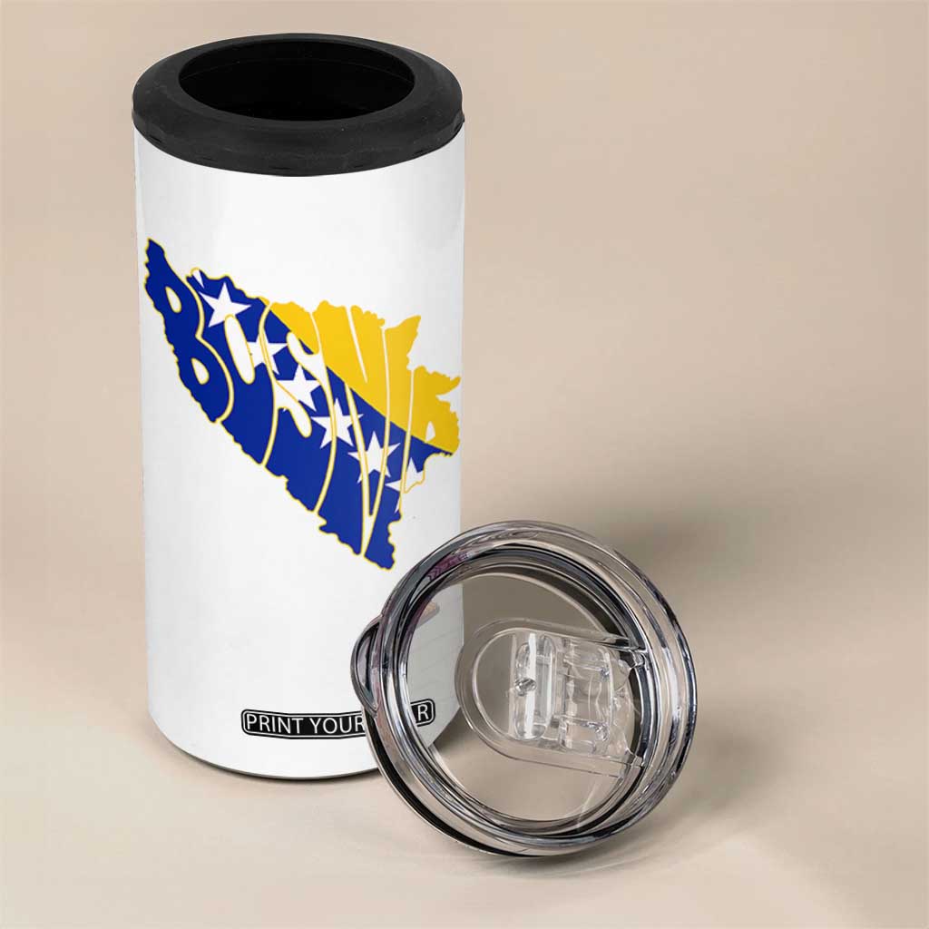 Bosnia And Herzegovina Word Art Map 4 in 1 Can Cooler Tumbler Bosnian Pride Gift