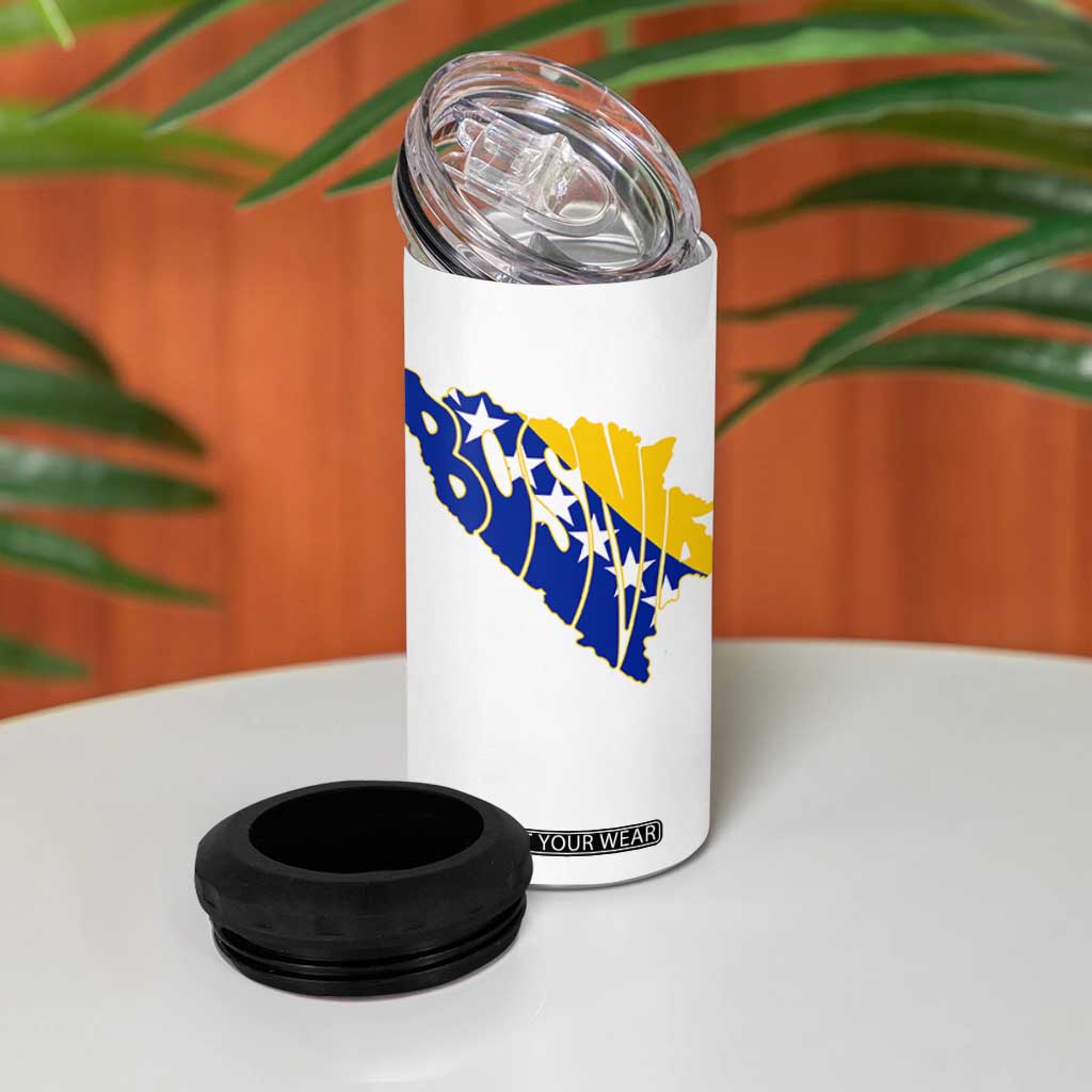 Bosnia And Herzegovina Word Art Map 4 in 1 Can Cooler Tumbler Bosnian Pride Gift
