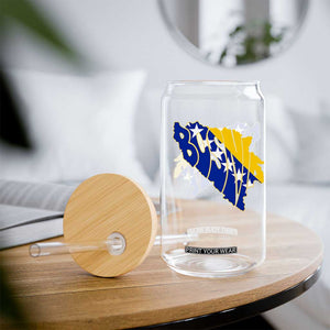 Bosnia And Herzegovina Word Art Map Glass Can Bosnian Pride Gift