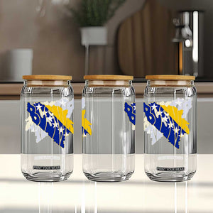 Bosnia And Herzegovina Word Art Map Glass Can Bosnian Pride Gift