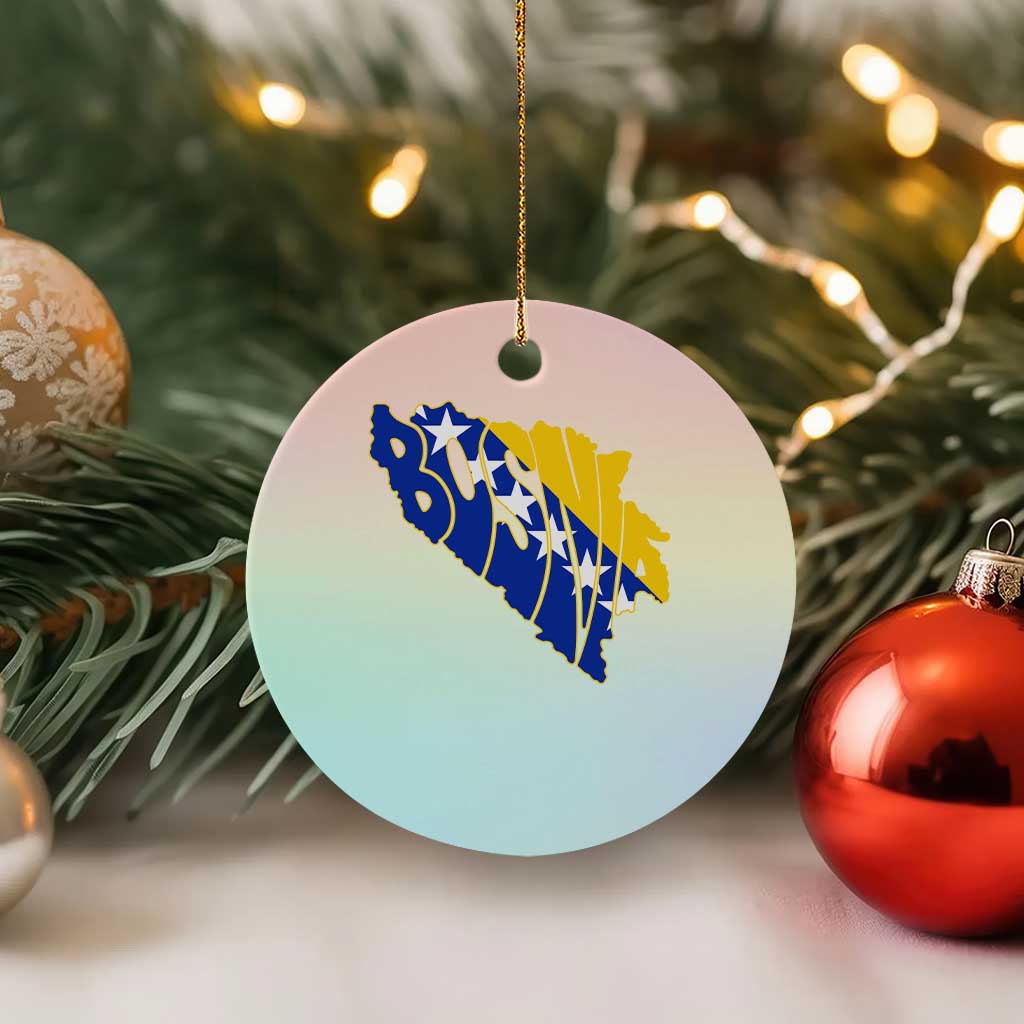 Bosnia And Herzegovina Word Art Map Ceramic Ornament Bosnian Pride Gift