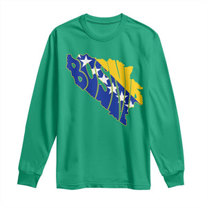 Bosnia And Herzegovina Word Art Map Long Sleeve Shirt Bosnian Pride Gift