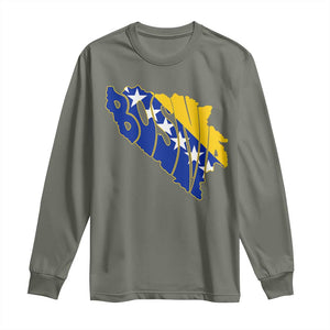 Bosnia And Herzegovina Word Art Map Long Sleeve Shirt Bosnian Pride Gift
