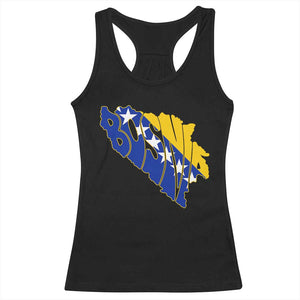 Bosnia And Herzegovina Word Art Map Racerback Tank Top Bosnian Pride Gift
