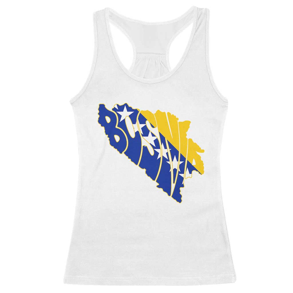 Bosnia And Herzegovina Word Art Map Racerback Tank Top Bosnian Pride Gift TS12 White Print Your Wear