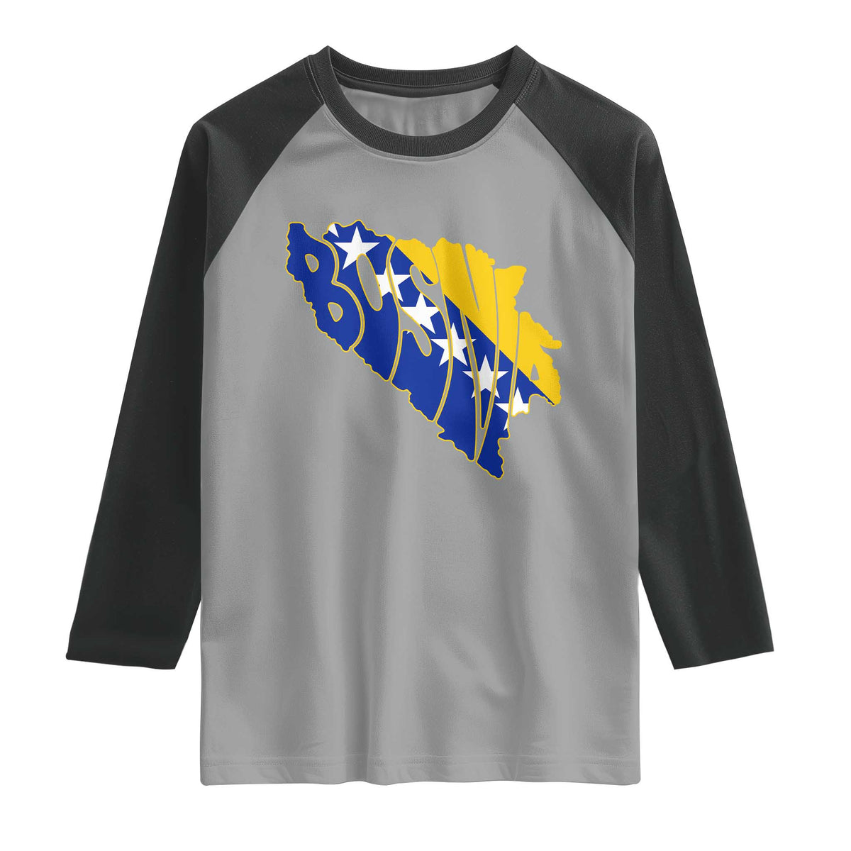 Bosnia And Herzegovina Word Art Map Raglan Shirt Bosnian Pride Gift