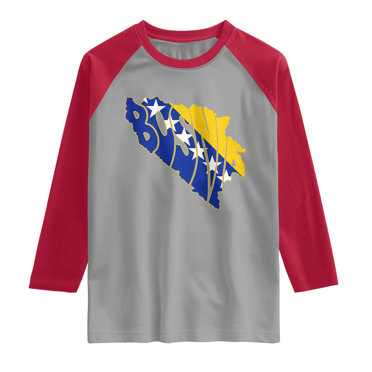 Bosnia And Herzegovina Word Art Map Raglan Shirt Bosnian Pride Gift