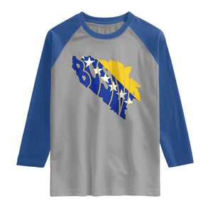 Bosnia And Herzegovina Word Art Map Raglan Shirt Bosnian Pride Gift