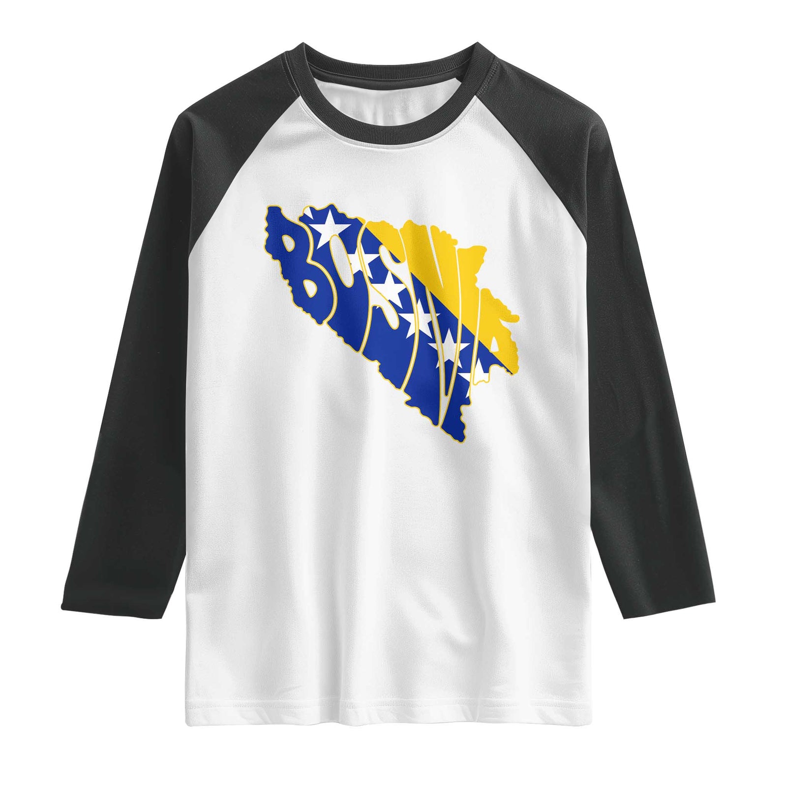 Bosnia And Herzegovina Word Art Map Raglan Shirt Bosnian Pride Gift TS12 White Black Print Your Wear