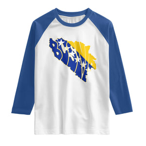 Bosnia And Herzegovina Word Art Map Raglan Shirt Bosnian Pride Gift