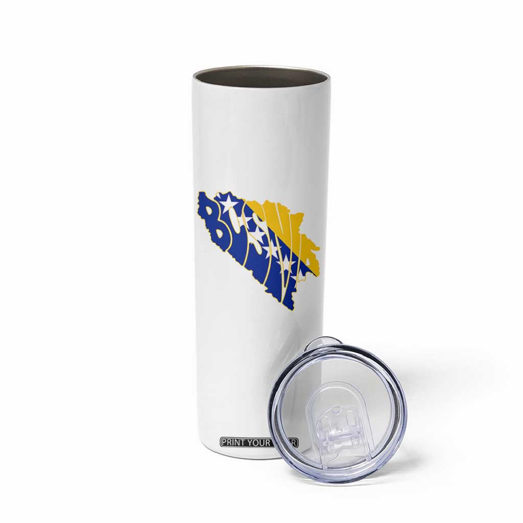 Bosnia And Herzegovina Word Art Map Skinny Tumbler Bosnian Pride Gift
