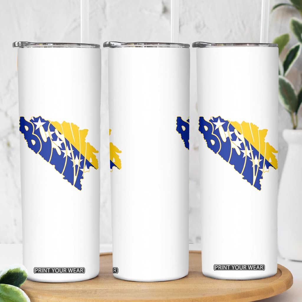 Bosnia And Herzegovina Word Art Map Skinny Tumbler Bosnian Pride Gift