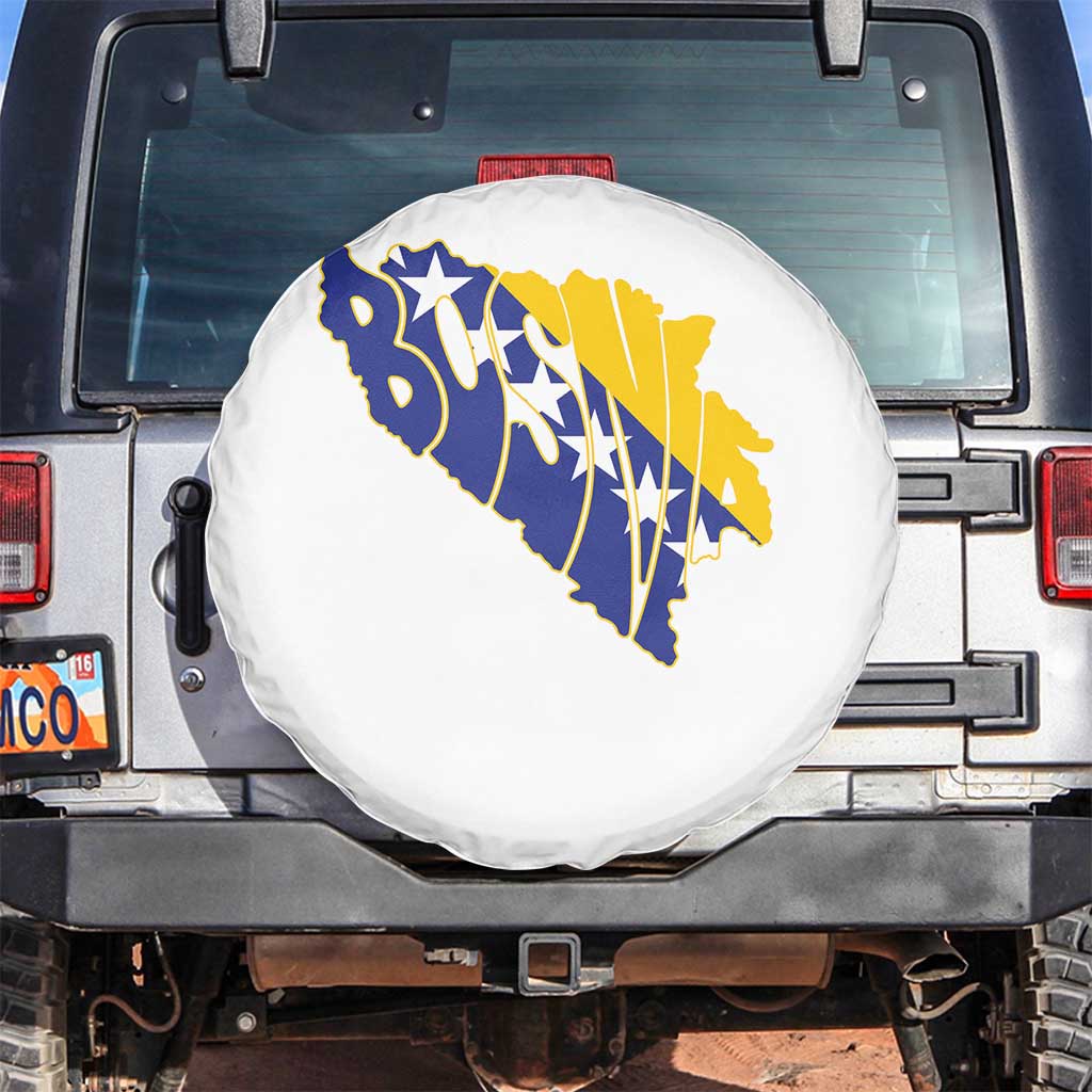 Bosnia And Herzegovina Word Art Map Spare Tire Cover Bosnian Pride Gift TS12 No hole White Print Your Wear