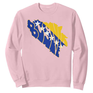 Bosnia And Herzegovina Word Art Map Sweatshirt Bosnian Pride Gift