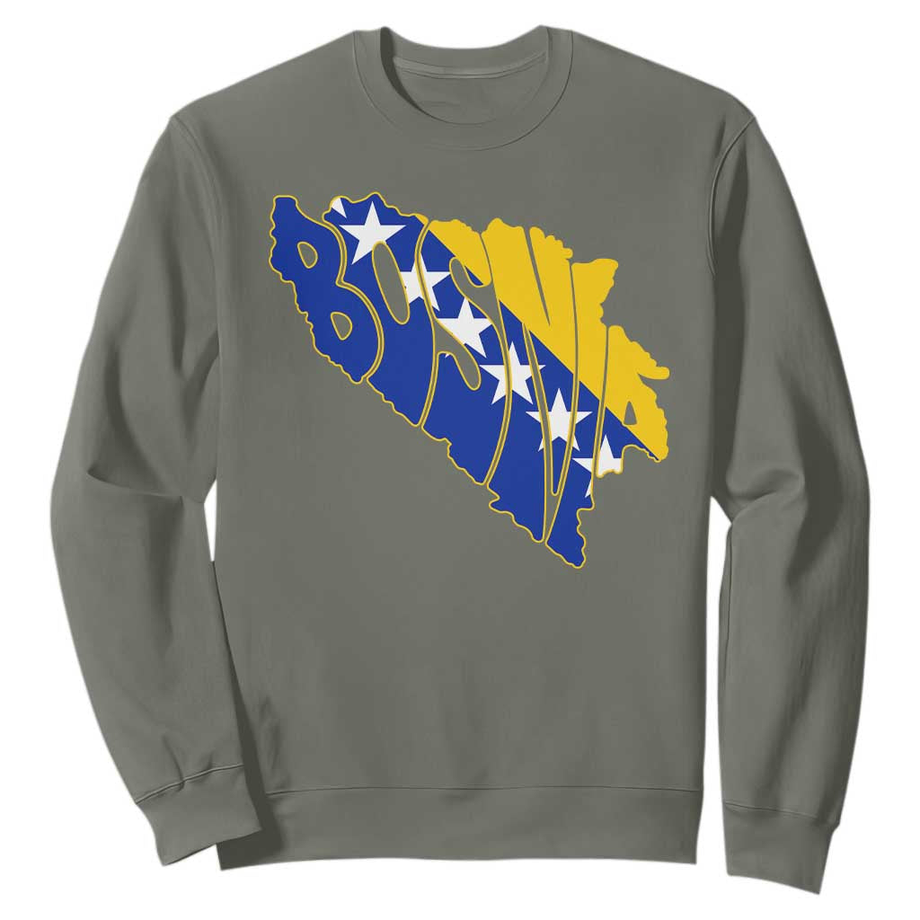 Bosnia And Herzegovina Word Art Map Sweatshirt Bosnian Pride Gift